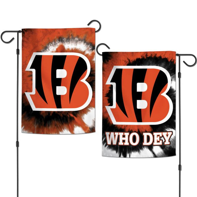 Banderas de jardín teñidas con los Cincinnati Bengals, de 2 lados, 12,5" x 18"