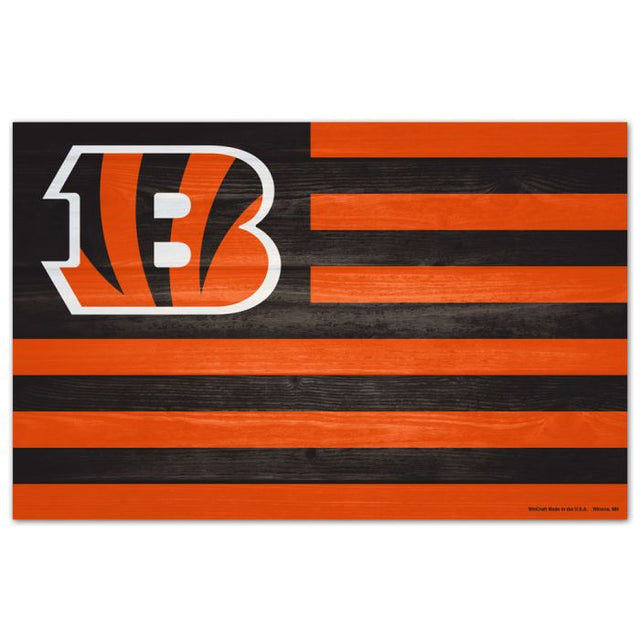 Letrero de madera de Cincinnati Bengals de 11" x 17" y 1/4" de grosor