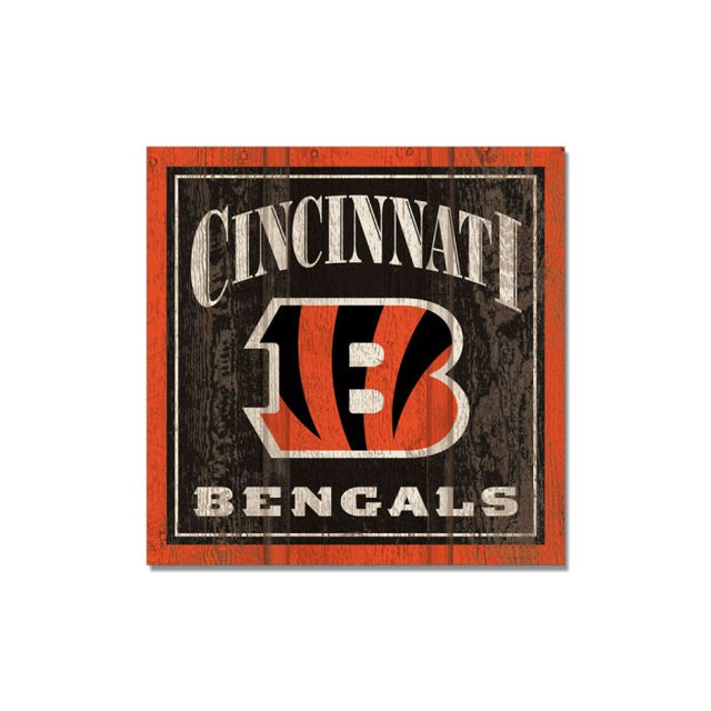 Imán de madera de los Cincinnati Bengals de 3" x 3"
