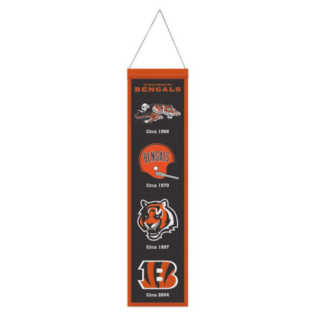 Bandera de lana de los Cincinnati Bengals de 20 x 81 cm