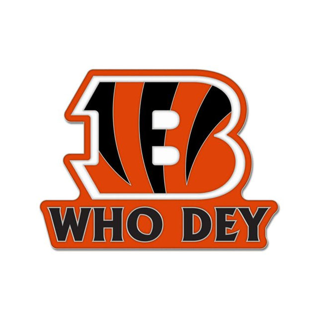 Tarjeta de joyería con pin esmaltado de colección con el lema de los Cincinnati Bengals