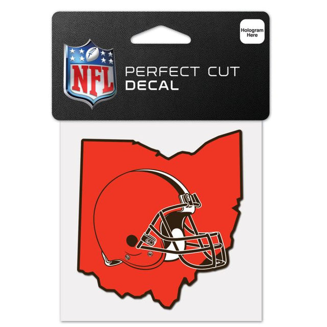 Cleveland Browns State Shaped Perfect Cut Color Decal 4" x 4"