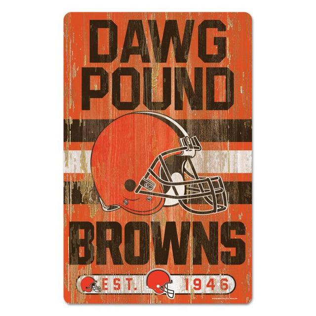 Letrero de madera de los Cleveland Browns de 11" x 17" y 1/4" de grosor