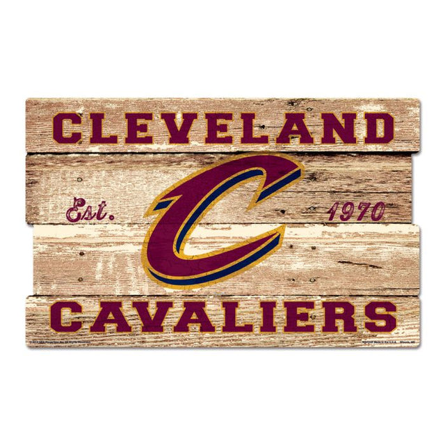 Letrero de madera de los Cleveland Cavaliers, 19" x 30", 3/8" de grosor