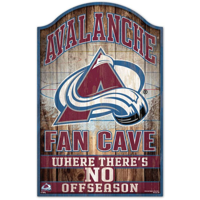 Colorado Avalanche Fan Cave Wood Sign 11" x 17" 1/4" thick