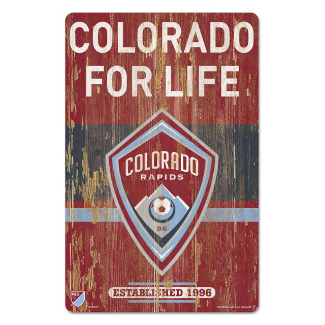 Colorado Rapids Wood Sign 11" x 17" 1/4" thick