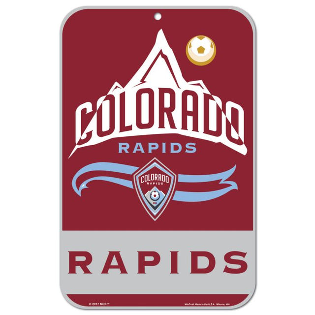 Letrero de plástico con el logotipo y la palabra de Colorado Rapids, 11" x 17"