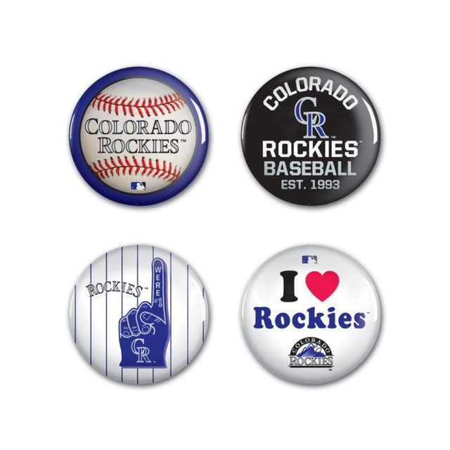 Paquete de 4 botones de Colorado Rockies de 1 1/4" de diámetro