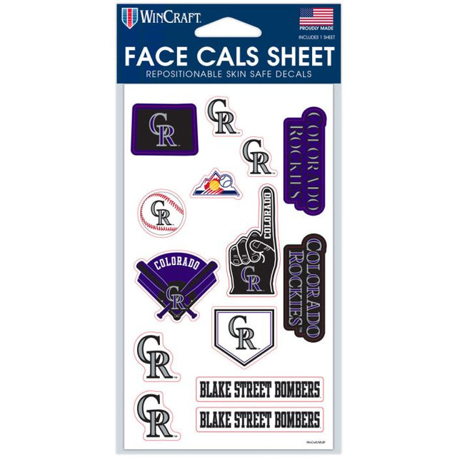 Calcomanías faciales de los Colorado Rockies de 4" x 7"