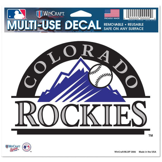 Calcomanía multiusos de Colorado Rockies, fondo transparente, 5" x 6"