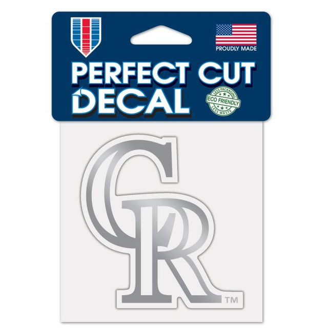 Calcomanía plateada metalizada de Colorado Rockies de 4" x 4"