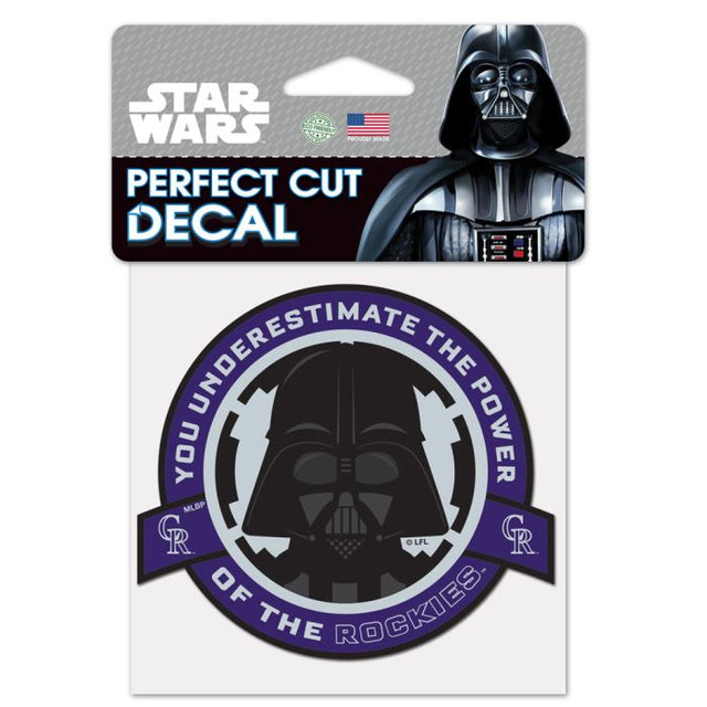 Calcomanía de color de corte perfecto de Darth Vader de Star Wars / Colorado Rockies, 4" x 4"