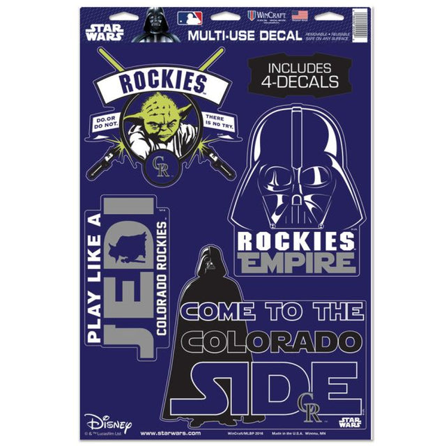 Calcomanía multiusos de Darth Vader y Yoda de Star Wars de Colorado Rockies, 11" x 17"