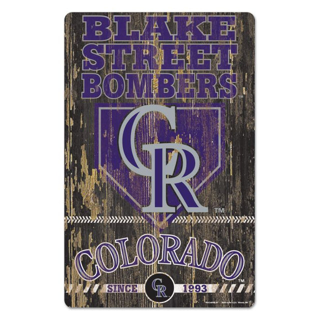 Letrero de madera con el lema de Colorado Rockies, 11" x 17", 1/4" de grosor