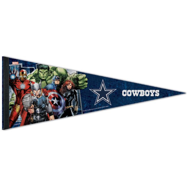 Banderín premium de Marvel de 12" x 30" de los Dallas Cowboys/Marvel (C) 2021