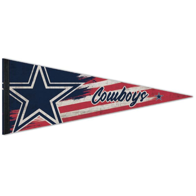 Banderín patriótico premium de los Dallas Cowboys de 12" x 30"