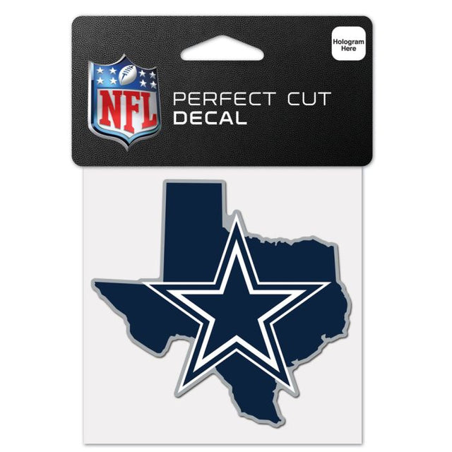 Calcomanía de color con corte perfecto y forma del estado de los Dallas Cowboys, 4" x 4"
