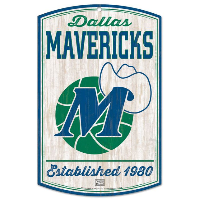Letrero de madera de los Dallas Mavericks Hardwoods de 11" x 17" y 1/4" de grosor