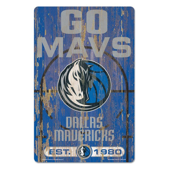 Letrero de madera con el lema de los Dallas Mavericks, 11" x 17", 1/4" de grosor