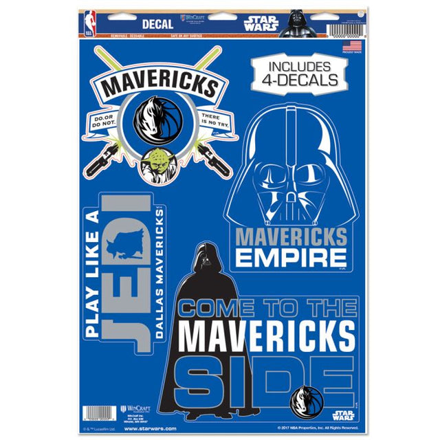 Calcomanía multiusos de Star Wars de Dallas Mavericks, 11 x 17 pulgadas