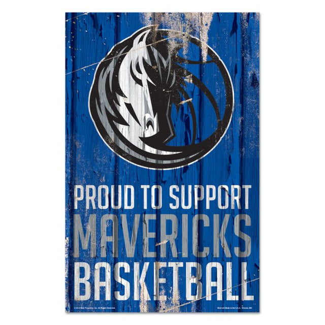 Letrero de madera de los Dallas Mavericks de 11" x 17" y 1/4" de grosor