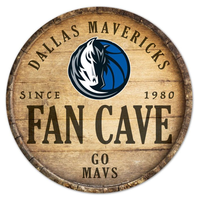 Letrero de madera de los Dallas Mavericks de 14" de diámetro