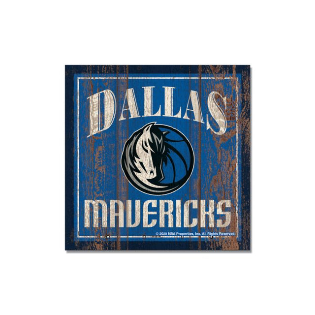 Imán de madera de los Dallas Mavericks de 3" x 3"
