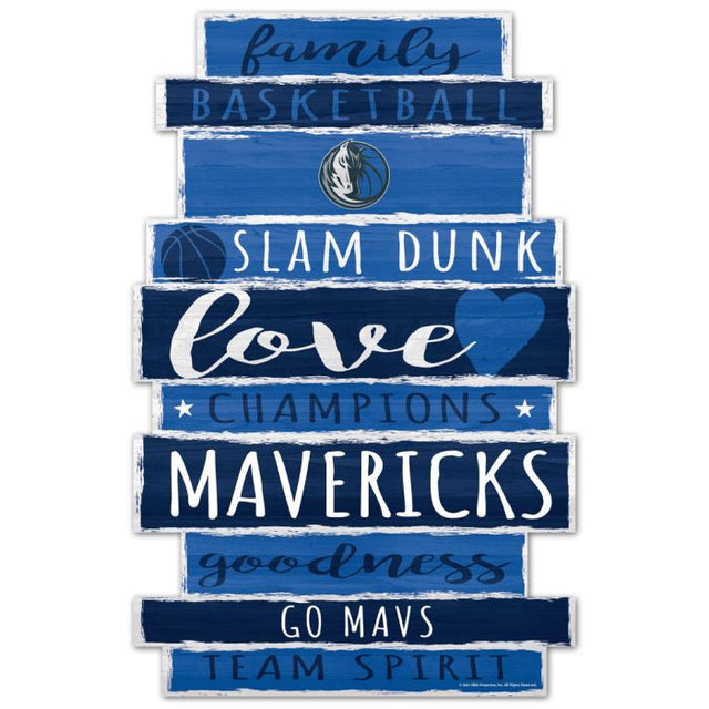 Letrero de madera con el texto "Dallas Mavericks" en forma de tablón, 11" x 17", 1/4" de grosor