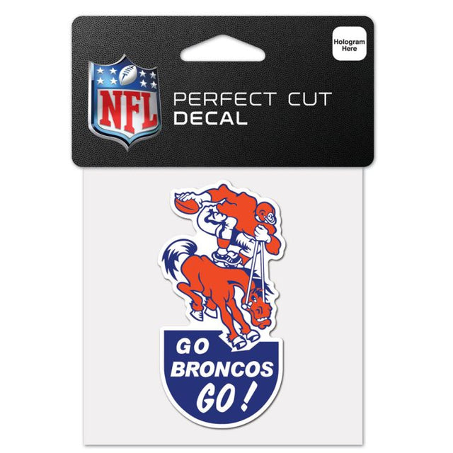 Denver Broncos / Classic Logo Retro Bronco Logo Perfect Cut Color Decal 4" x 4"
