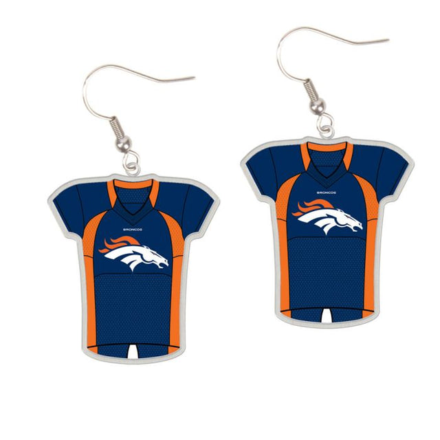 Pendientes de joyería de los Denver Broncos con camiseta en cartulina