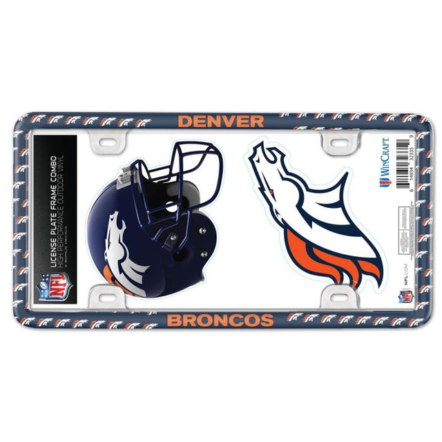 Marco fino para matrícula de los Denver Broncos: plástico con calcomanía