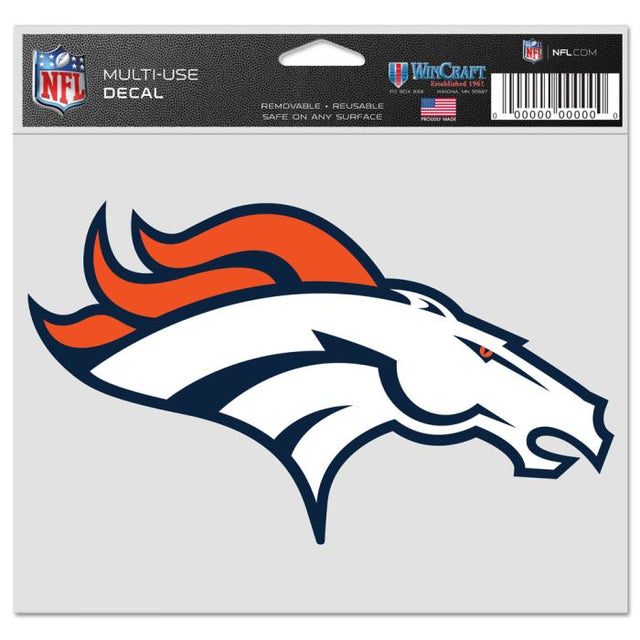 Denver Broncos Multi-Use Decal -Clear Bckrgd 5" x 6"