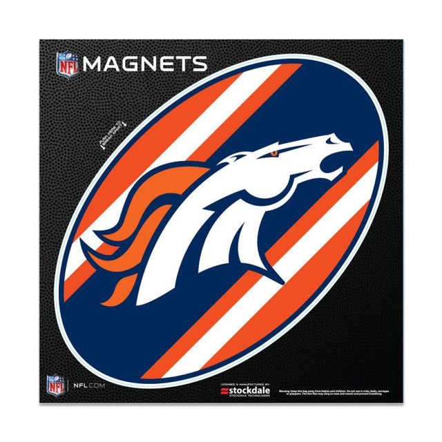 Imanes para exteriores con el logo de los Denver Broncos STRIPES de 6" x 6"
