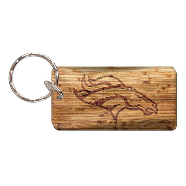 Llavero rectangular de madera de los Denver Broncos