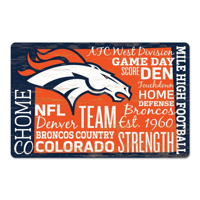 Denver Broncos Wood Sign 11" x 17" 1/4" thick