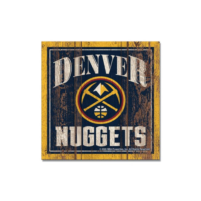 Imán de madera de los Denver Nuggets de 3" x 3"