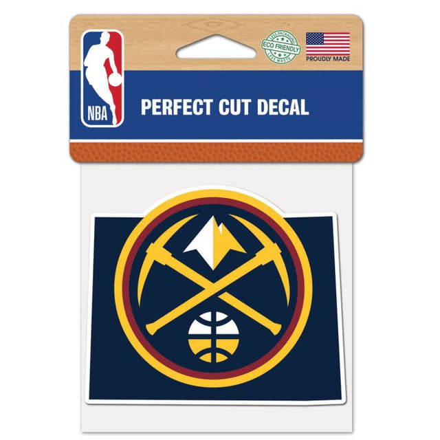 Calcomanía de color de corte perfecto del estado de Denver Nuggets de 4" x 4"