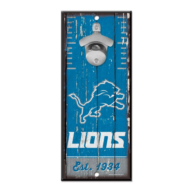 Letrero con abrebotellas de los Detroit Lions de 5 x 11 pulgadas