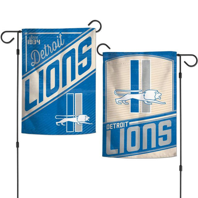 Banderas de jardín retro con logotipo clásico de Detroit Lions, de 2 lados, 12,5" x 18"