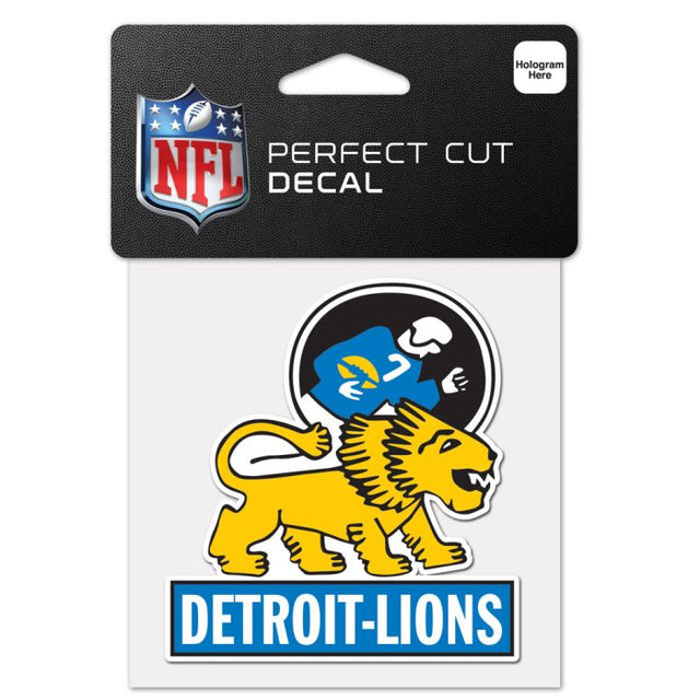 Calcomanía de color de corte perfecto RETRO con logotipo clásico de Detroit Lions, 4" x 4"