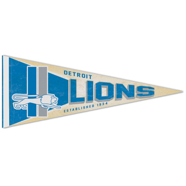 Banderín premium retro con el logotipo clásico de los Detroit Lions, 12" x 30"