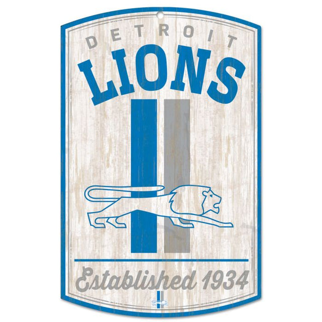 Letrero de madera retro con el logotipo clásico de Detroit Lions, 11" x 17", 1/4" de grosor