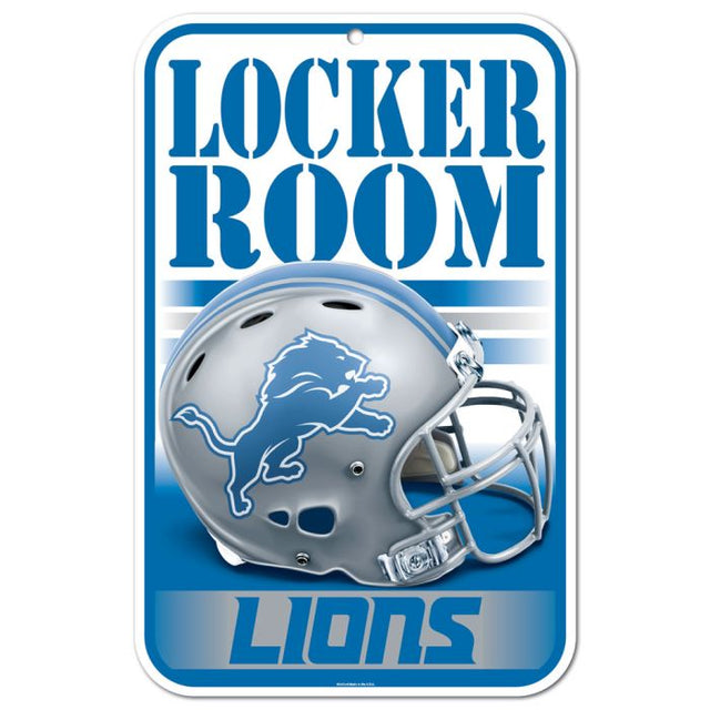 Letrero de plástico para vestuario de los Detroit Lions, 11" x 17"