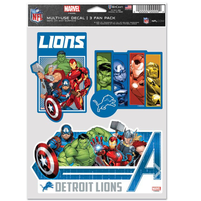 Detroit Lions / Marvel (C) Paquete de 3 fanáticos multiusos de Marvel 2021