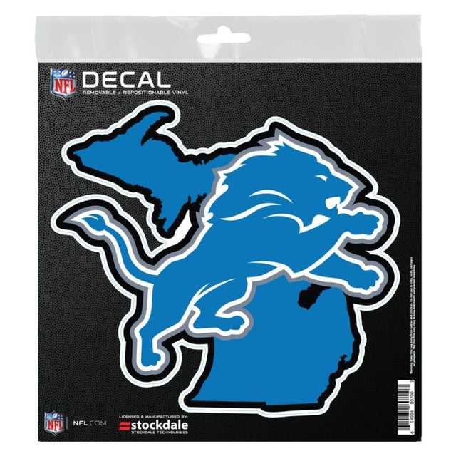 Calcomanía para todas las superficies con la forma del estado de los Detroit Lions, 6" x 6"