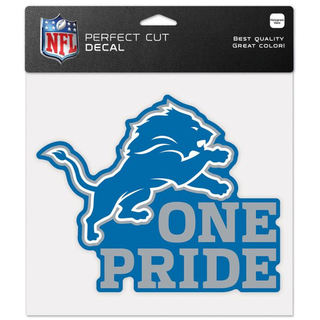 Calcomanía de color de corte perfecto con el eslogan de los Detroit Lions de 8" x 8"