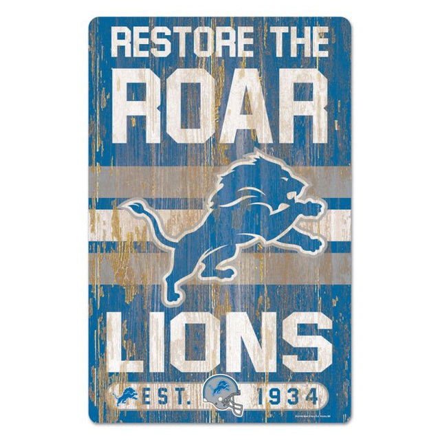 Letrero de madera con el eslogan de los Detroit Lions, 11" x 17", 1/4" de grosor