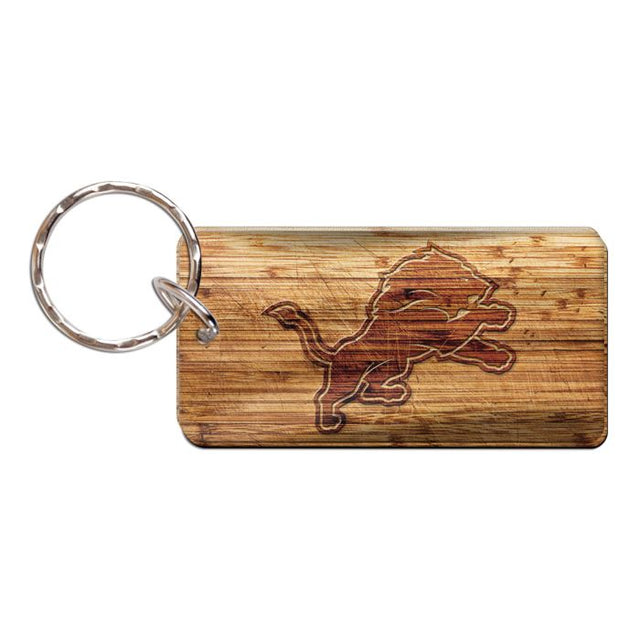 Llavero rectangular de madera de los Detroit Lions