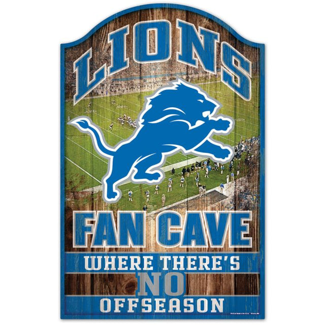 Letrero de madera de los Detroit Lions de 11" x 17" y 1/4" de grosor