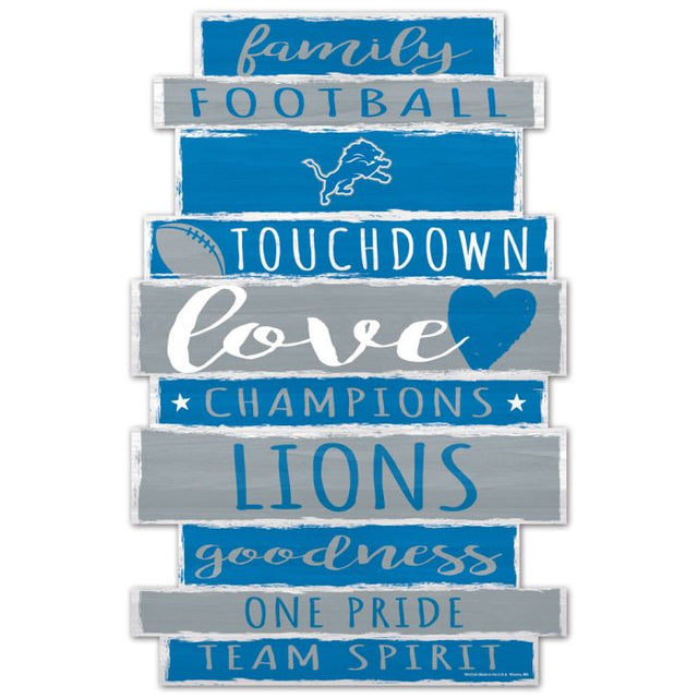 Letrero de madera de los Detroit Lions de 11" x 17" y 1/4" de grosor